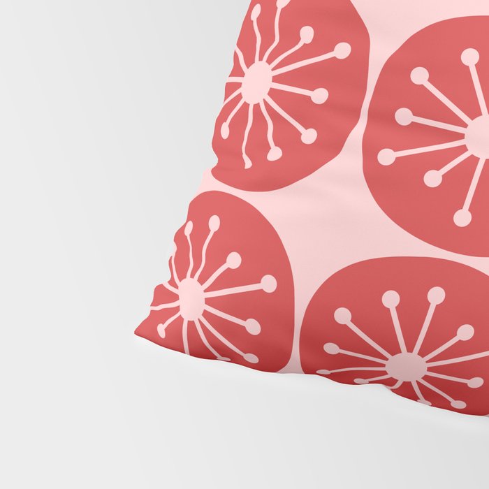 Atomic Age Mid Century Modern Retro Dots in Vintage Christmas Red and Pink Pillow Sham Gallery Image 4