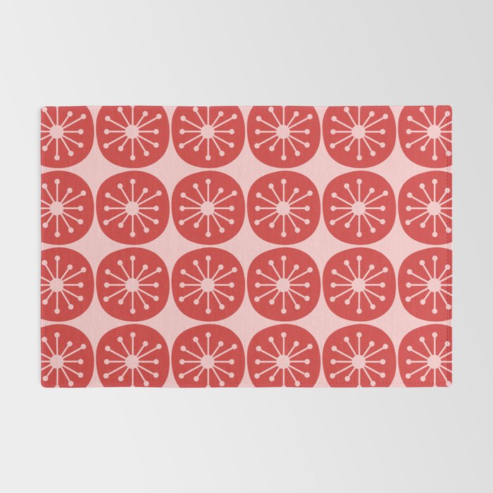 Atomic Age Mid Century Modern Retro Dots in Vintage Christmas Red and Pink Rug Gallery Image 2