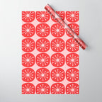 Atomic Age Mid Century Modern Retro Dots in Vintage Christmas Red and Pink Wrapping Paper Gallery Image 1