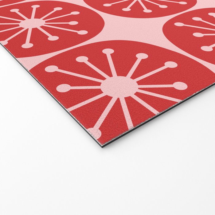 Atomic Age Mid Century Modern Retro Dots in Vintage Christmas Red and Pink Welcome Mat Gallery Image 2