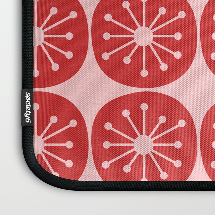 Atomic Age Mid Century Modern Retro Dots in Vintage Christmas Red and Pink Laptop Sleeve Gallery Image 3