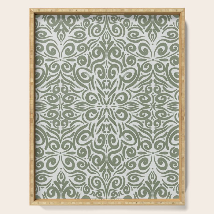 Vintage Green Spirals Serving Tray Gallery Image 1