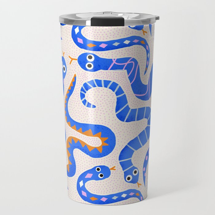 Blue Snakes Pattern Travel Mug Gallery Image 1
