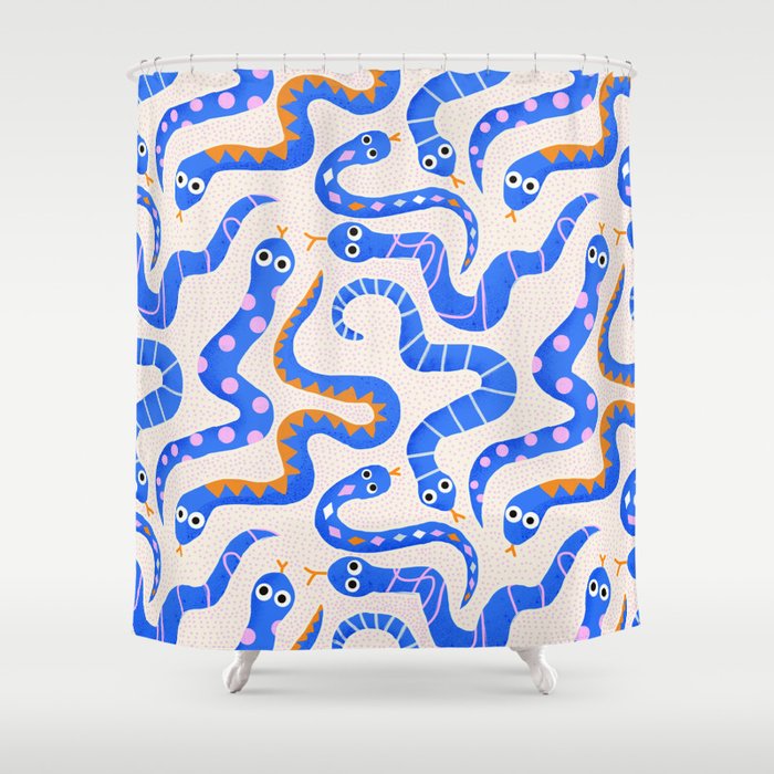 Blue Snakes Pattern Shower Curtain Gallery Image 1