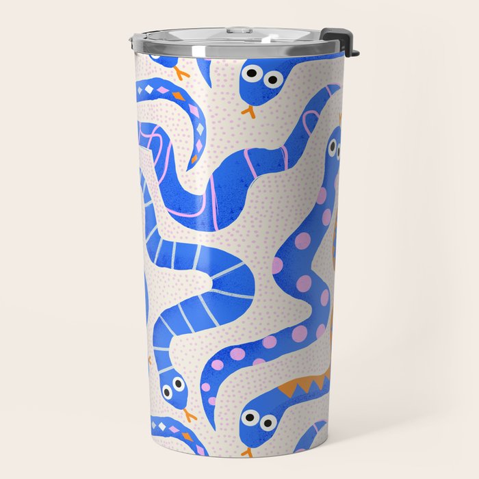 Blue Snakes Pattern Travel Mug Gallery Image 2