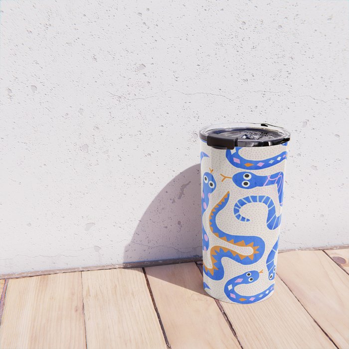 Blue Snakes Pattern Travel Mug Gallery Image 4