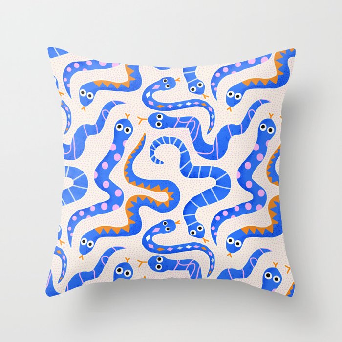 Blue Snakes Pattern Throw Pillow Gallery Image 1
