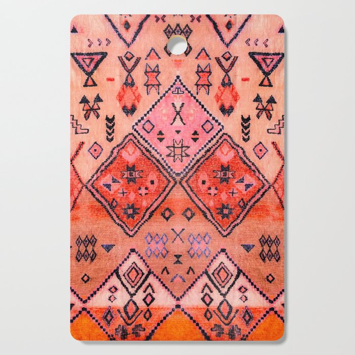 Bohemian Berber Orange Handmade Moroccan Fabric Texture Cutting Board Gallery Image 1