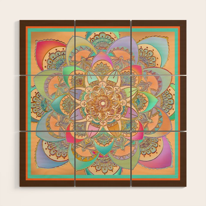 Bohemian Festival Lotus Mandala Wood Wall Art Gallery Image 1