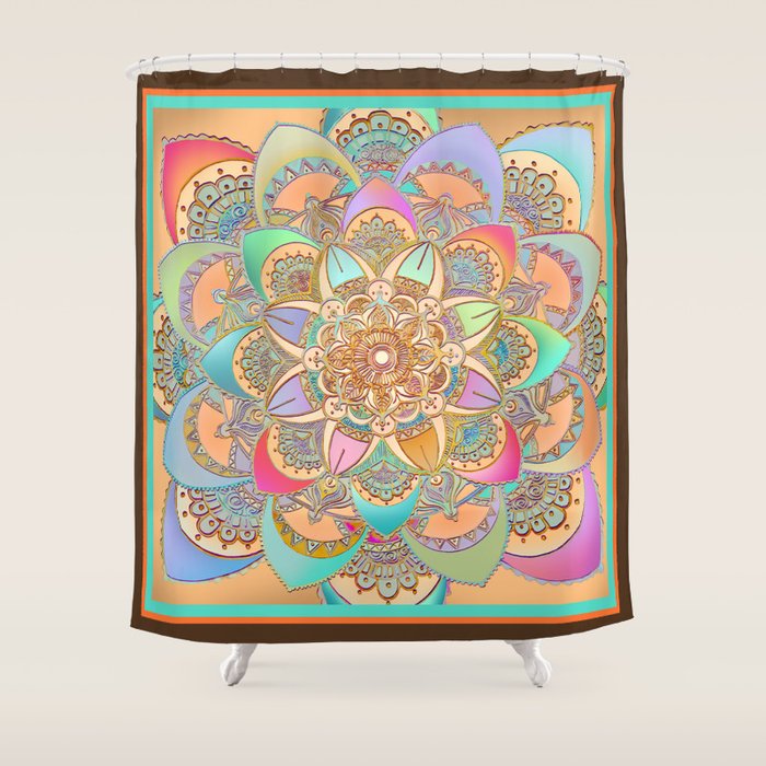 Bohemian Festival Lotus Mandala Shower Curtain Gallery Image 1