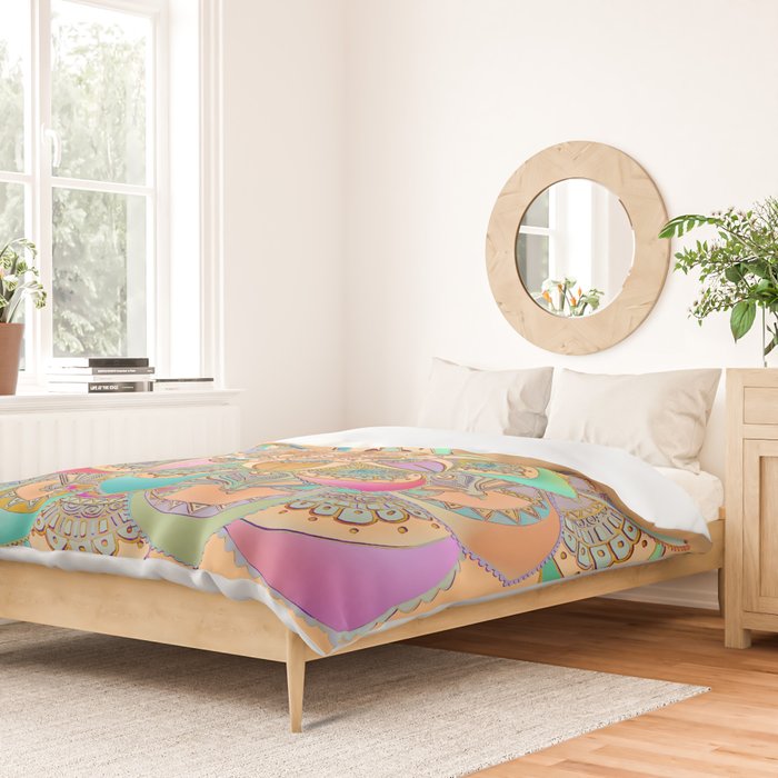 Bohemian Festival Lotus Mandala Duvet Cover Gallery Image 2