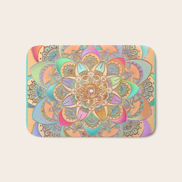 Bohemian Festival Lotus Mandala Bath Mat Gallery Image 1