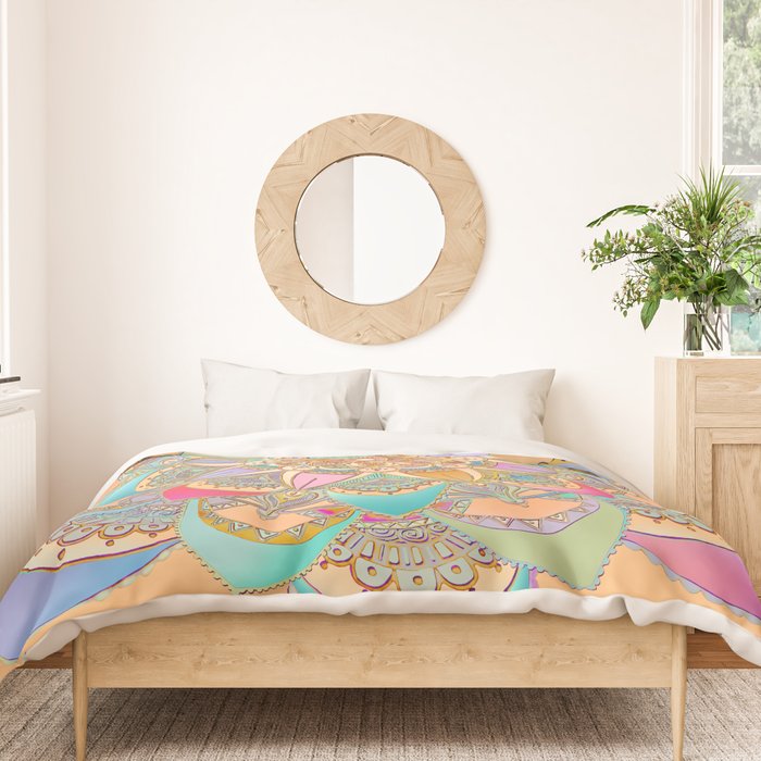 Bohemian Festival Lotus Mandala Duvet Cover Gallery Image 3