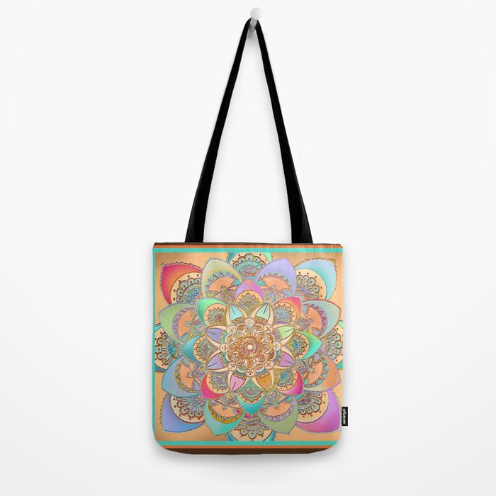 Bohemian Festival Lotus Mandala Tote Bag Gallery Image 2