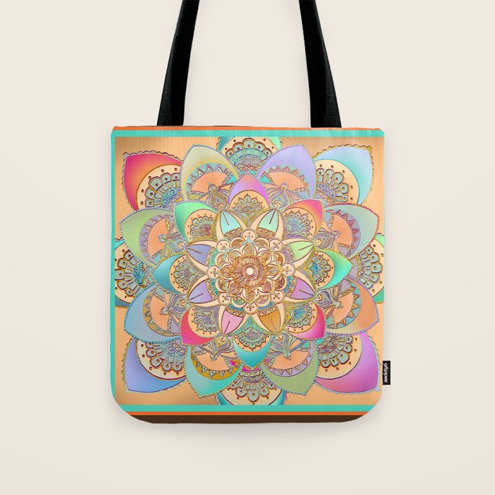 Bohemian Festival Lotus Mandala Tote Bag Gallery Image 1