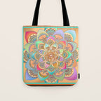 Bohemian Festival Lotus Mandala Tote Bag Gallery Image 1