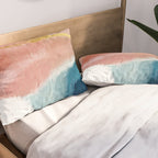 Exhale: a pretty, minimal, acrylic piece in pinks, blues, and gold Pillow Sham Gallery Image 2