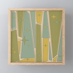Mid Century Modern Atomic Vintage Retro Stained Glass and Stars Abstract Mini Art Print Gallery Image 1