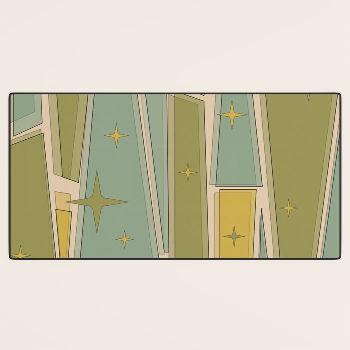 Mid Century Modern Atomic Vintage Retro Stained Glass and Stars Abstract Desk Mat Gallery Image 3