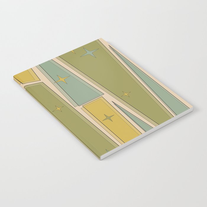 Mid Century Modern Atomic Vintage Retro Stained Glass and Stars Abstract Notebook Gallery Image 2