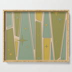 Mid Century Modern Atomic Vintage Retro Stained Glass and Stars Abstract Serving Tray Gallery Image 1
