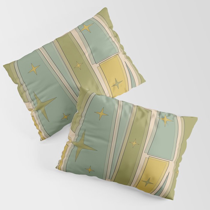 Mid Century Modern Atomic Vintage Retro Stained Glass and Stars Abstract Pillow Sham Gallery Image 3