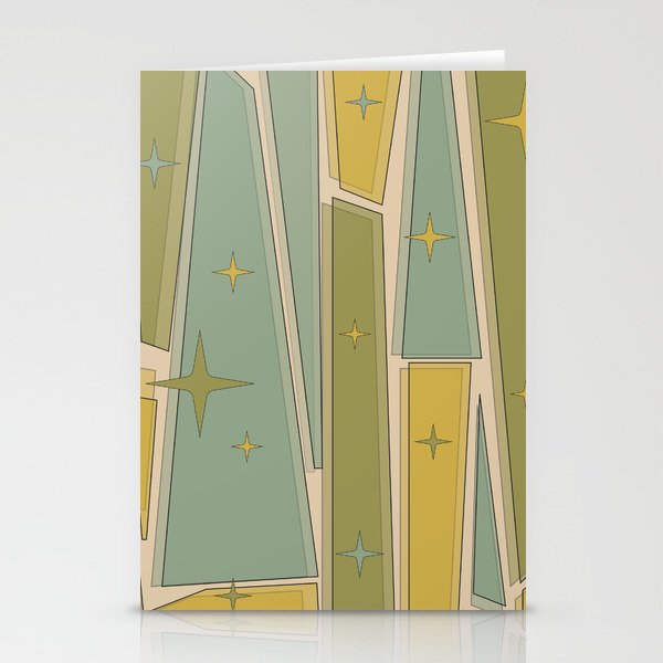 Mid Century Modern Atomic Vintage Retro Stained Glass and Stars Abstract Stationery Card Gallery Image 2