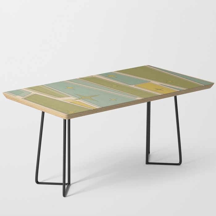 Mid Century Modern Atomic Vintage Retro Stained Glass and Stars Abstract Coffee Table Gallery Image 1