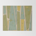 Mid Century Modern Atomic Vintage Retro Stained Glass and Stars Abstract Throw Blanket Gallery Image 2