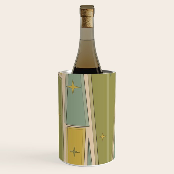 Mid Century Modern Atomic Vintage Retro Stained Glass and Stars Abstract Wine Chiller Gallery Image 3