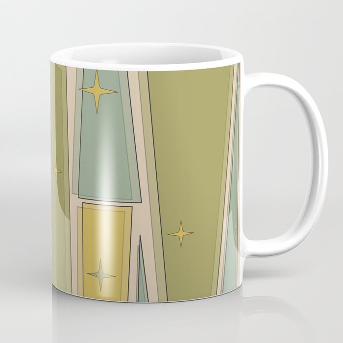 Mid Century Modern Atomic Vintage Retro Stained Glass and Stars Abstract Coffee Mug Gallery Image 1