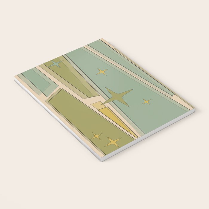Mid Century Modern Atomic Vintage Retro Stained Glass and Stars Abstract Notebook Gallery Image 3