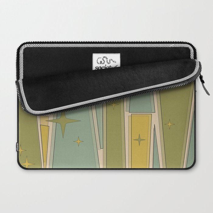 Mid Century Modern Atomic Vintage Retro Stained Glass and Stars Abstract Laptop Sleeve Gallery Image 2