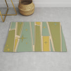 Mid Century Modern Atomic Vintage Retro Stained Glass and Stars Abstract Rug Gallery Image 1