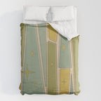 Mid Century Modern Atomic Vintage Retro Stained Glass and Stars Abstract Duvet Cover Gallery Image 6