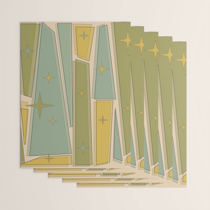 Mid Century Modern Atomic Vintage Retro Stained Glass and Stars Abstract Wrapping Paper Gallery Image 3