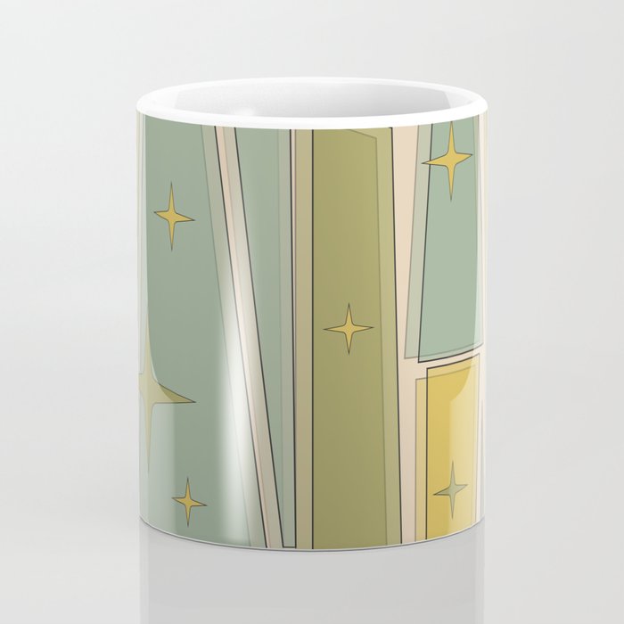 Mid Century Modern Atomic Vintage Retro Stained Glass and Stars Abstract Coffee Mug Gallery Image 4