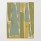 Mid Century Modern Atomic Vintage Retro Stained Glass and Stars Abstract Poster Gallery Image 4