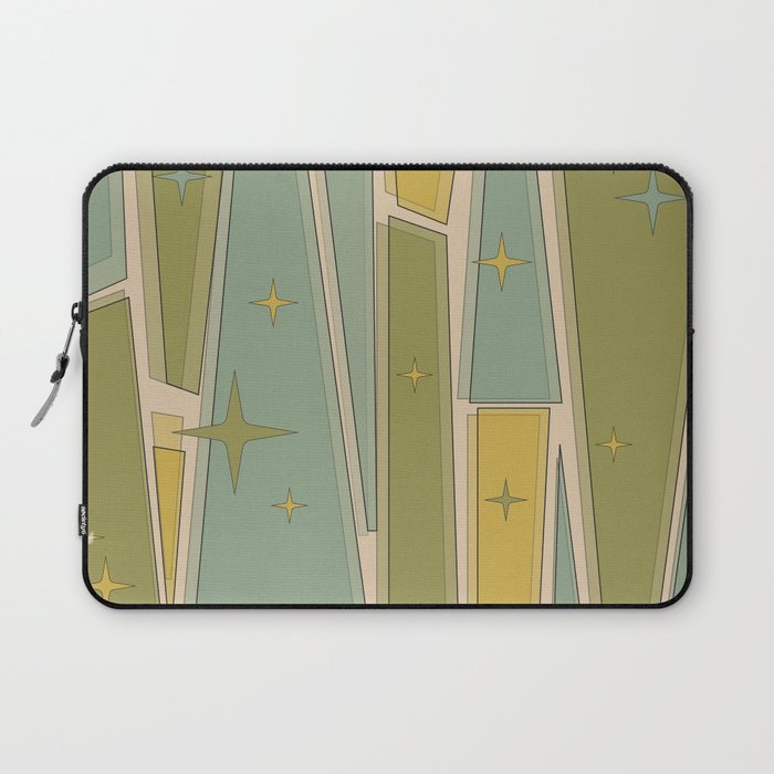 Mid Century Modern Atomic Vintage Retro Stained Glass and Stars Abstract Laptop Sleeve Gallery Image 1