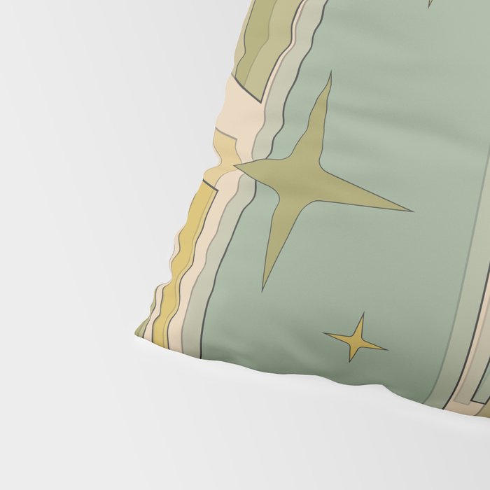 Mid Century Modern Atomic Vintage Retro Stained Glass and Stars Abstract Pillow Sham Gallery Image 4