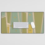 Mid Century Modern Atomic Vintage Retro Stained Glass and Stars Abstract Desk Mat Gallery Image 1