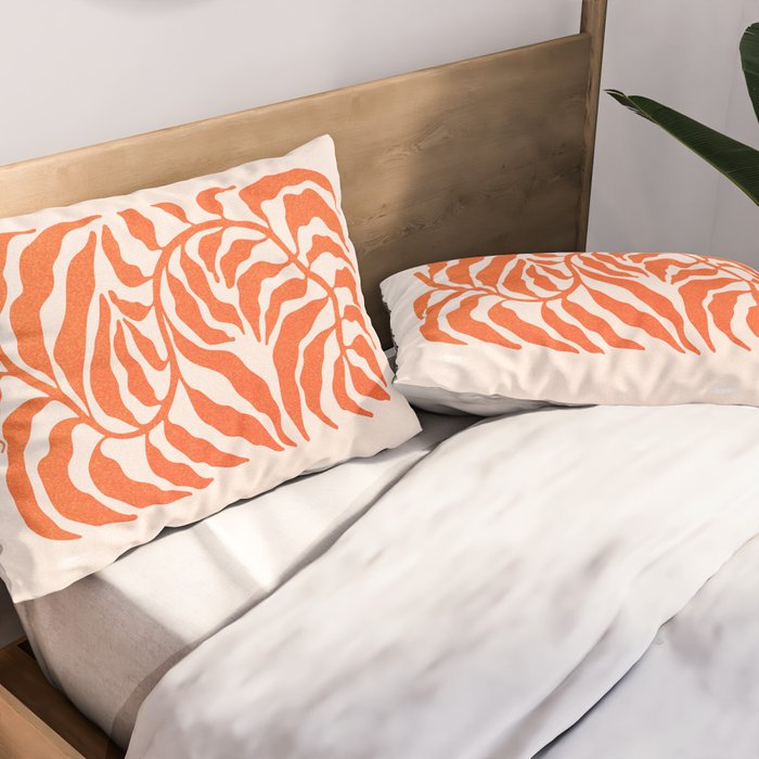 Funky Fern: Orange Peach Edition Pillow Sham Gallery Image 2