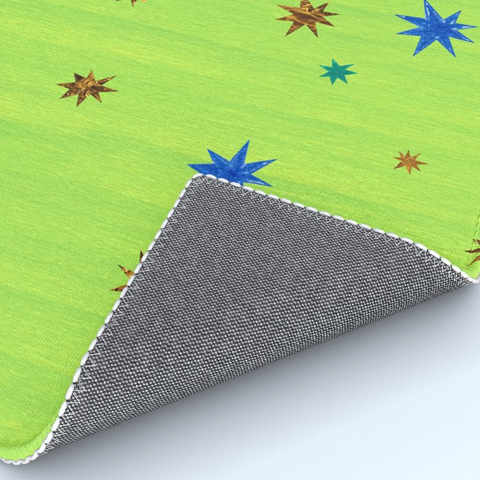 Celestial Star Twinkle in Galaxy Green Watercolor Rug Gallery Image 4