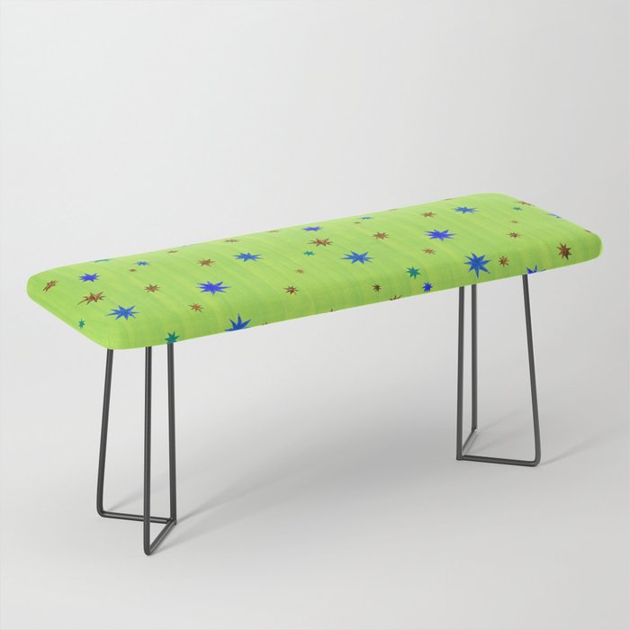 Celestial Star Twinkle in Galaxy Green Watercolor Bench Gallery Image 1