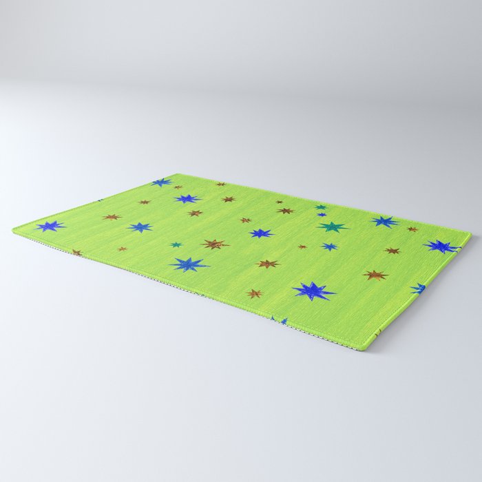 Celestial Star Twinkle in Galaxy Green Watercolor Rug Gallery Image 3