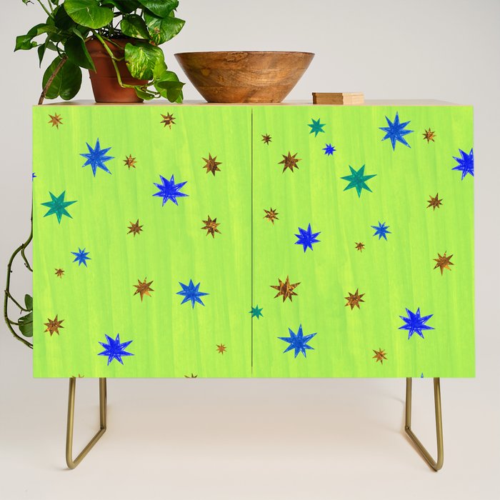 Celestial Star Twinkle in Galaxy Green Watercolor Credenza Gallery Image 1