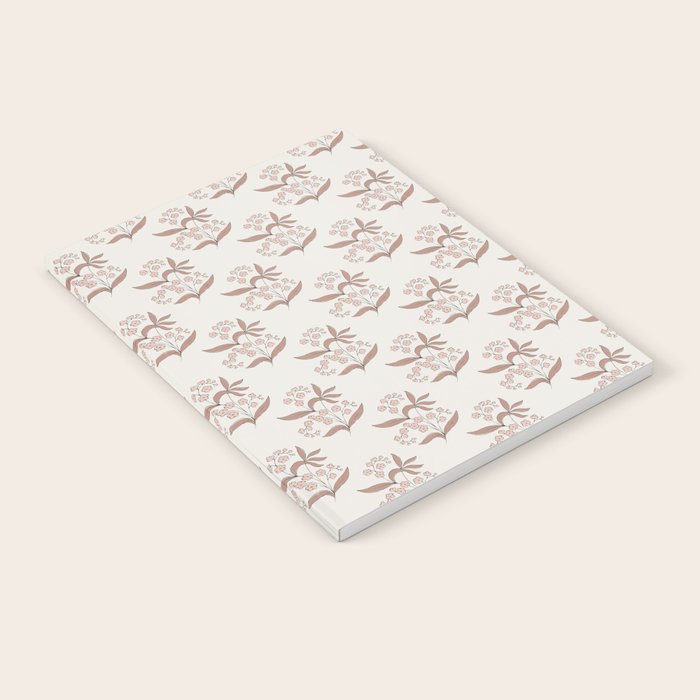 Block Print Line Art Floral - Pink Brown Notebook Gallery Image 2