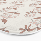 Block Print Line Art Floral - Pink Brown Bath Mat Gallery Image 3