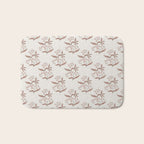 Block Print Line Art Floral - Pink Brown Bath Mat Gallery Image 1