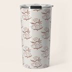 Block Print Line Art Floral - Pink Brown Travel Mug Gallery Image 1
